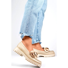 Loafers för kvinnor med rosett, mockasiner med nallebjörn, beige 2306BE 2