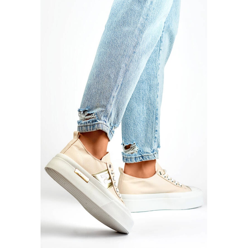 Låga sneakers med tjock sula, beige LY100BE 2