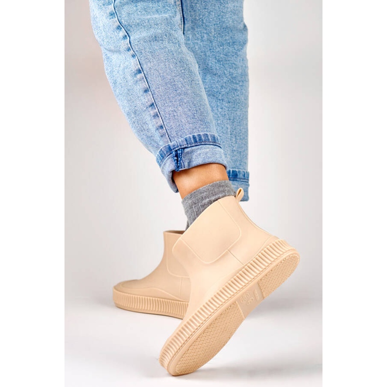 Kvinnors mattbeige Wellington-stövlar YJ-7-2BE 2