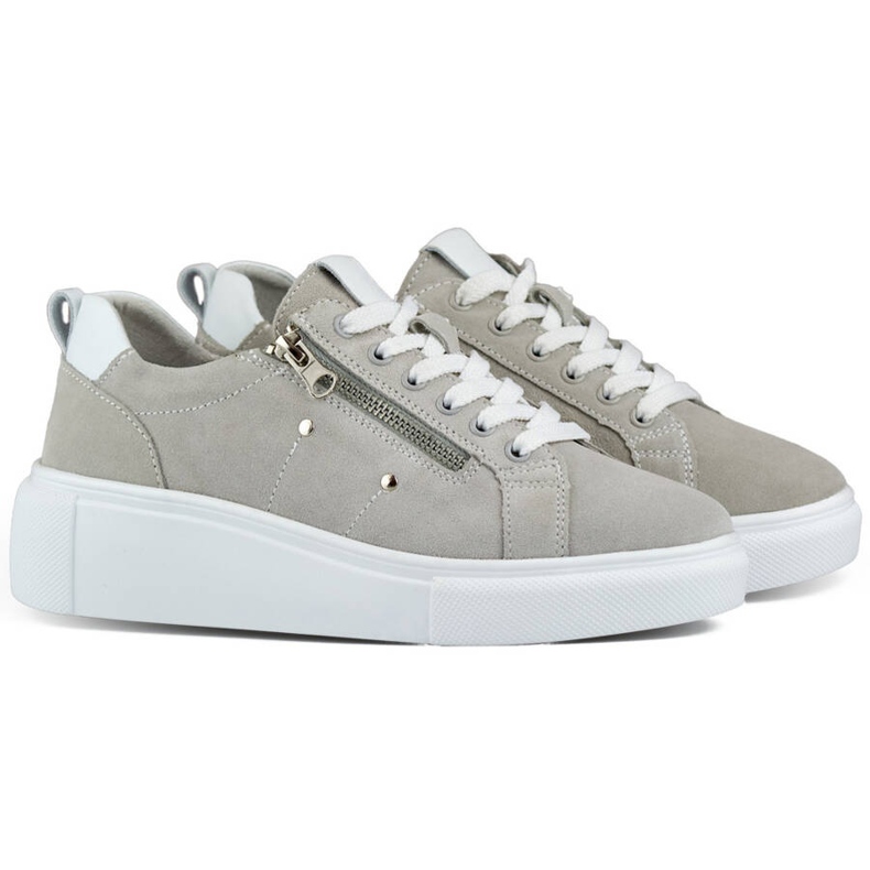 Goodin Damsportskor i läder på plattformen, grå GD-LX1001G 1