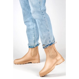 Chelsea-stövlar för dam med elastisk ovandel och strumpa, beige S27BE 2