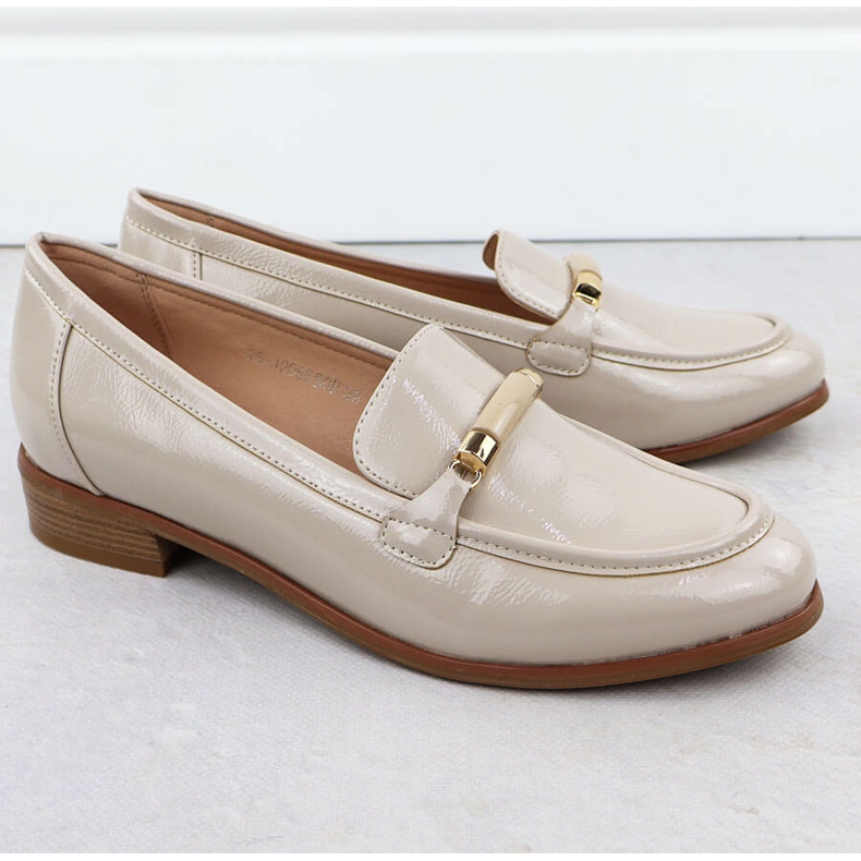 Kvinnors låghärda lackerade beige potocki SZ12065 -skor 2