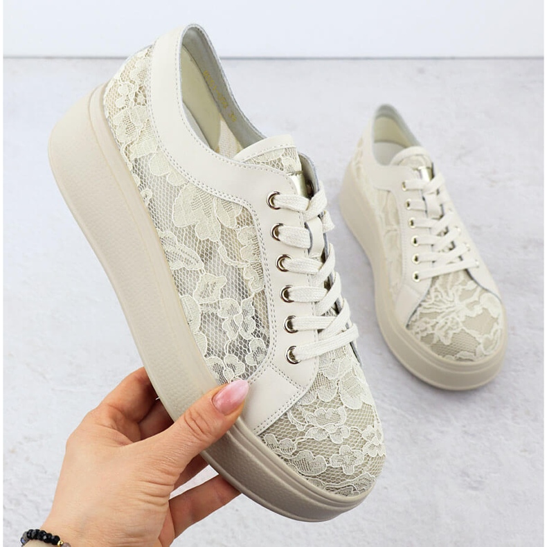 Skor på Beige Lace-plattformen S.Barski HY51-059 1