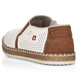 Mäns Openwork Leather Shoes, White Rieker B5297-80 vit 1