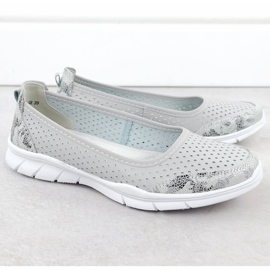 Läder Ballerinas OpenWork Comfort Grey Vinceza 95323 grå 2
