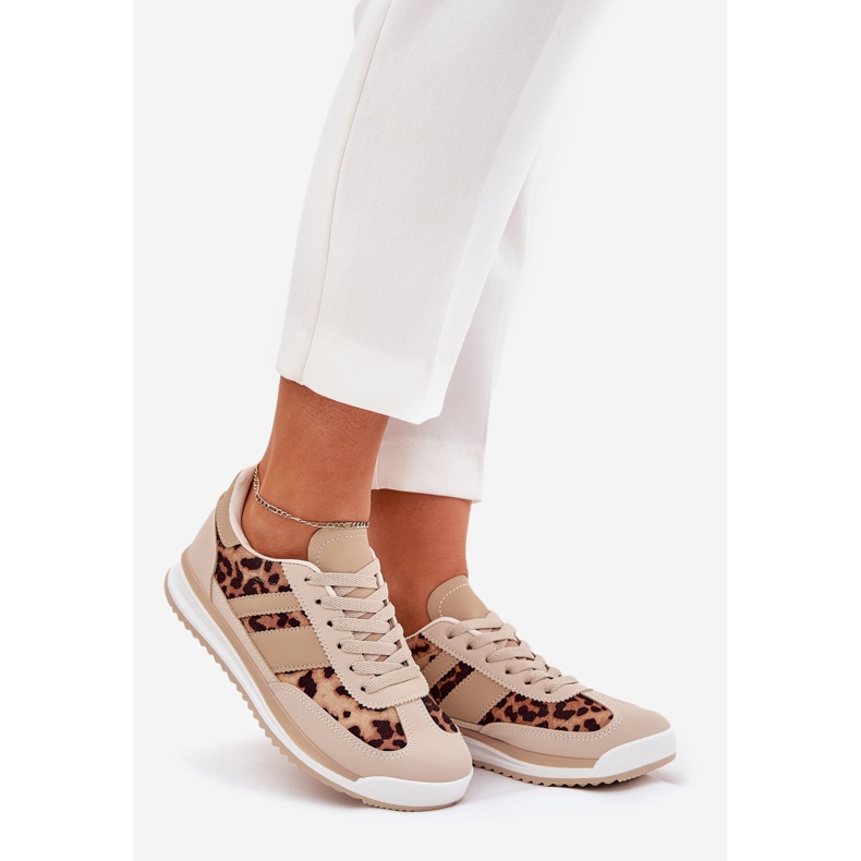 Sneakers sportskor kvinnors beige-brun leopardtryck 1