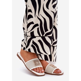 Boto Eleganta kvinnors flip flops med platt -haneed dekoration vit 1