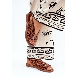 Platta sandaler med dekoration brun leopardtryck 3