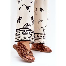 Platta sandaler med dekoration brun leopardtryck 2
