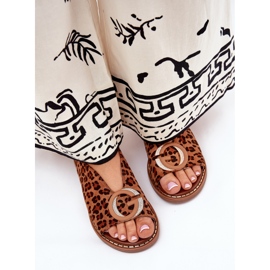 Platta sandaler med dekoration brun leopardtryck 5