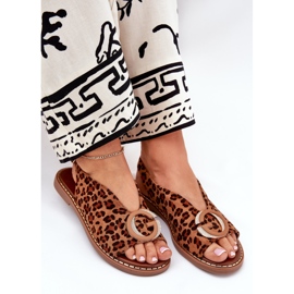 Platta sandaler med dekoration brun leopardtryck 7