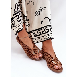 Platta sandaler med dekoration brun leopardtryck 8