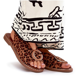 Platta sandaler med dekoration brun leopardtryck 9
