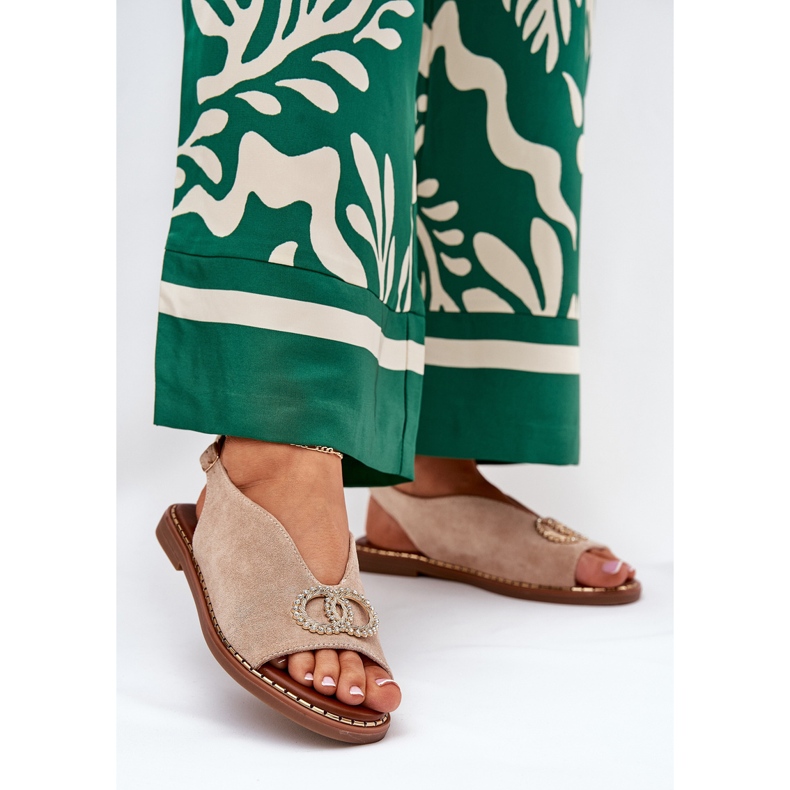 Kvinnors sandaler med platt -hane Eco Beige Ralisses 2