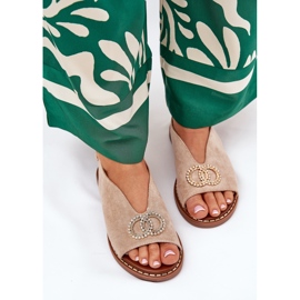 Kvinnors sandaler med platt -hane Eco Beige Ralisses 5