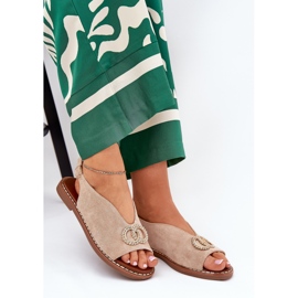 Kvinnors sandaler med platt -hane Eco Beige Ralisses 7