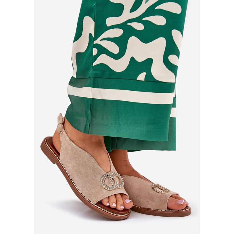 Kvinnors sandaler med platt -hane Eco Beige Ralisses 1