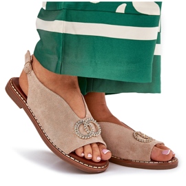 Kvinnors sandaler med platt -hane Eco Beige Ralisses 9