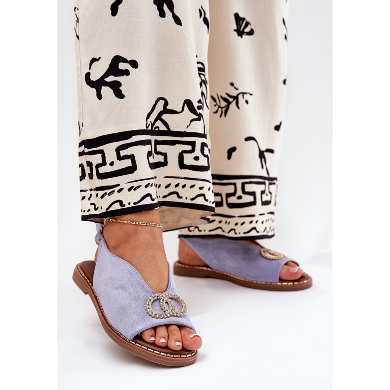 Kvinnors sandaler med platt -hane Eco Blue Eco blå 2