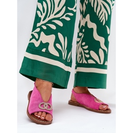 Kvinnors sandaler med platt -hane -eko -hane rosa 2