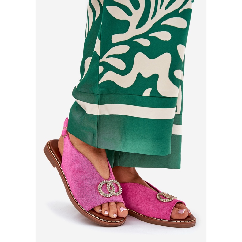 Kvinnors sandaler med platt -hane -eko -hane rosa 1