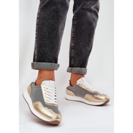 S.Barski Lädersportskor sneakers kvinnor LR51-847 PLN gyllene 2