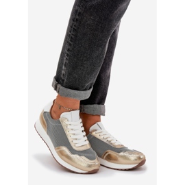 S.Barski Lädersportskor sneakers kvinnor LR51-847 PLN gyllene 1