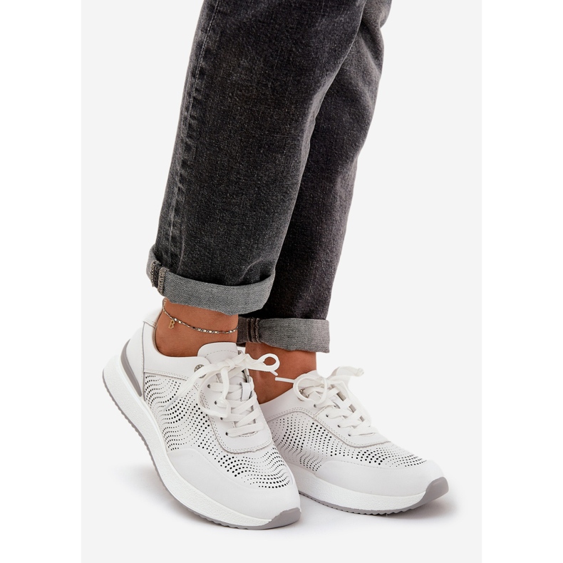 S.Barski Lädersportskor Sneakers Women's S. Barski LR51-551 White vit 1