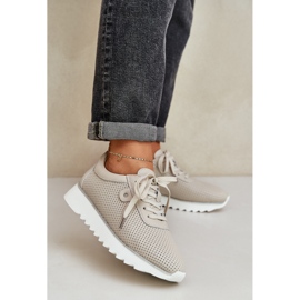 S.Barski Lädersportskor på plattformen med Glitter LR51-629 Beige 2