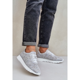 S.Barski Mockmönstrade sportskor på en plattform med D&amp;A LR51-635 Silver Glitter grå 2