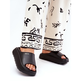 Kvinnors skum tofflor på Big Star RR274A567 Black Platform svart 2