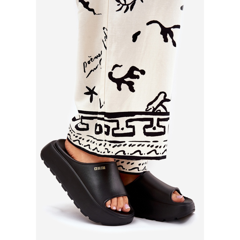 Kvinnors skum tofflor på Big Star RR274A567 Black Platform svart 1