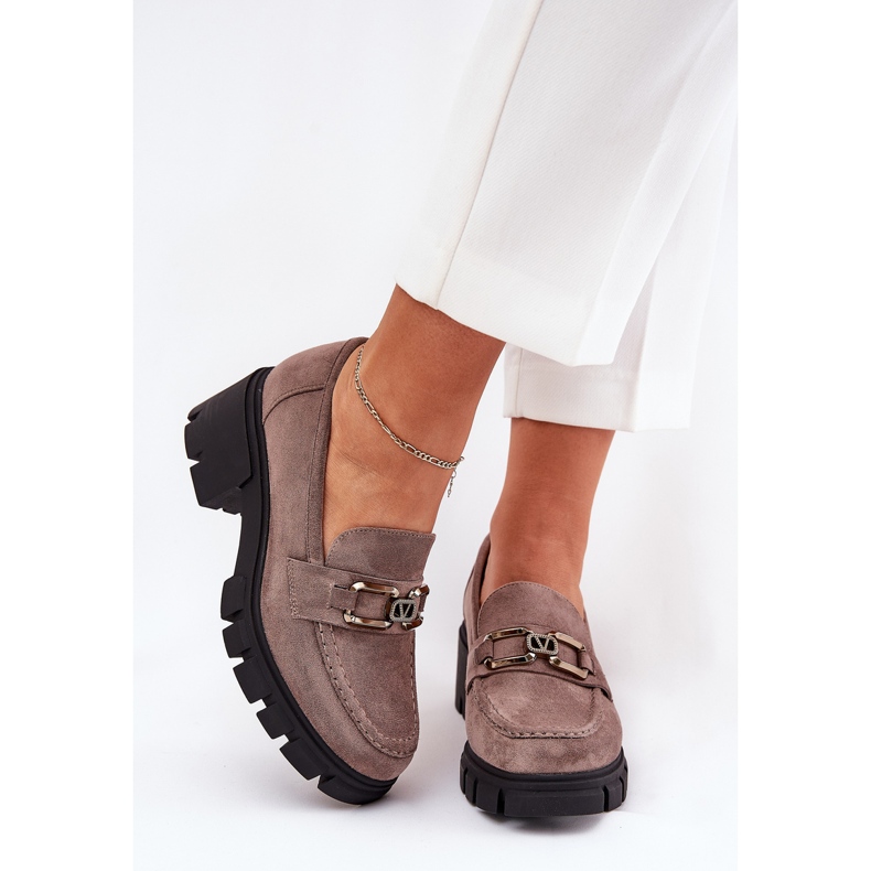 Vinceza Eco Suede Women's Shoes With Decoration Vincez 39921 Dark Beige 2