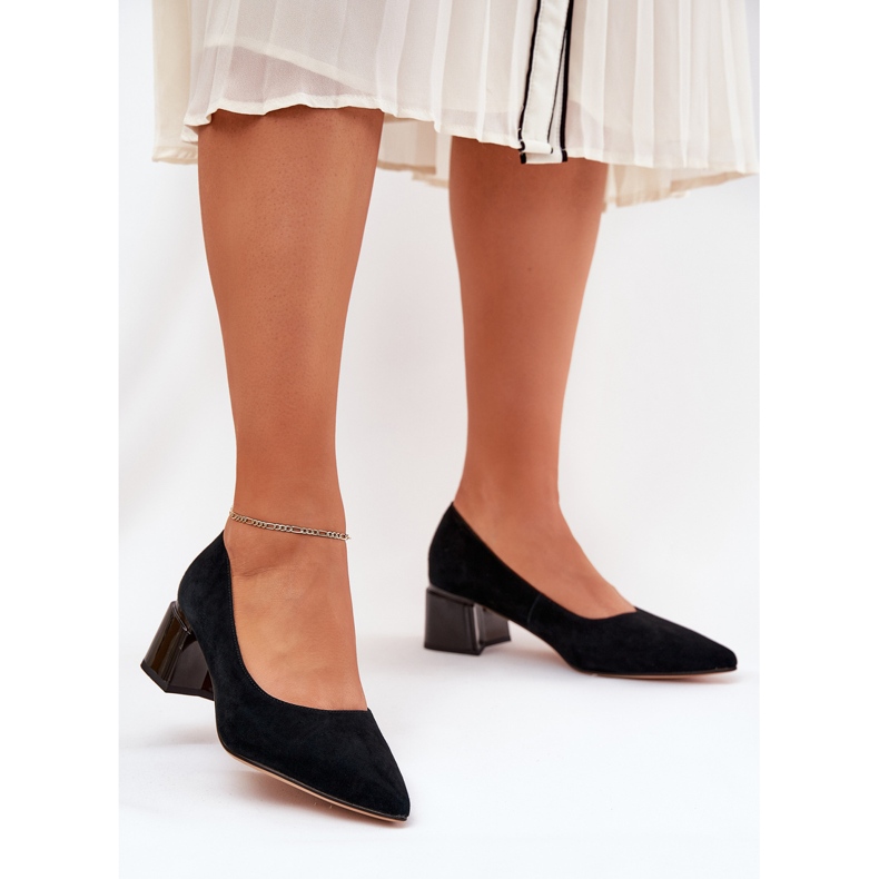 Suede släta pumpar med spetsiga verktyg Vinceza 66736 svart 2
