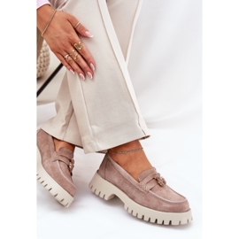 Kvinnors mocka mockasiner med stift björn Vinceza 79533 beige 5