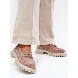 Kvinnors mocka mockasiner med stift björn Vinceza 79533 beige 2