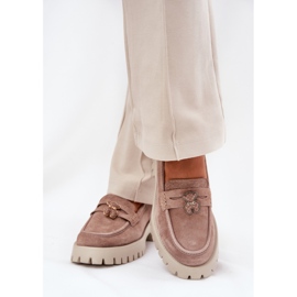 Kvinnors mocka mockasiner med stift björn Vinceza 79533 beige 3