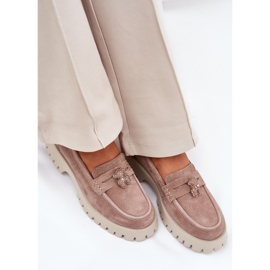 Kvinnors mocka mockasiner med stift björn Vinceza 79533 beige 6