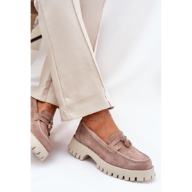 Kvinnors mocka mockasiner med stift björn Vinceza 79533 beige 7