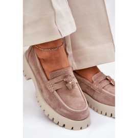 Kvinnors mocka mockasiner med stift björn Vinceza 79533 beige 8