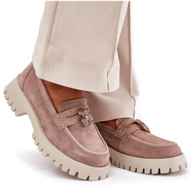 Kvinnors mocka mockasiner med stift björn Vinceza 79533 beige 9