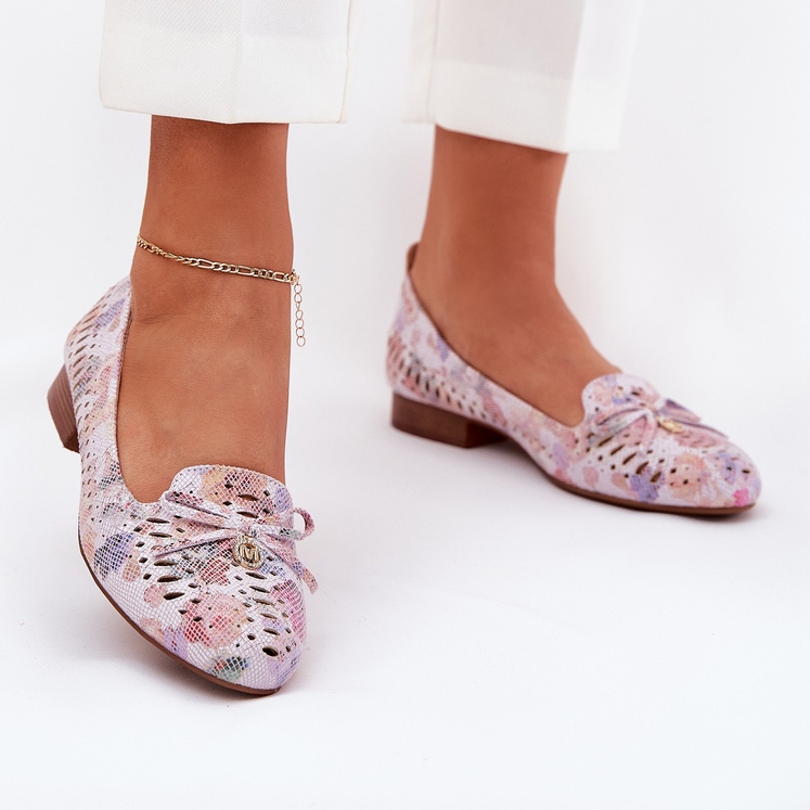 Jezzi OpenWork Ballerinas med en Eco Flower Bow i Suede Amepitrea Multicolor rosa 2