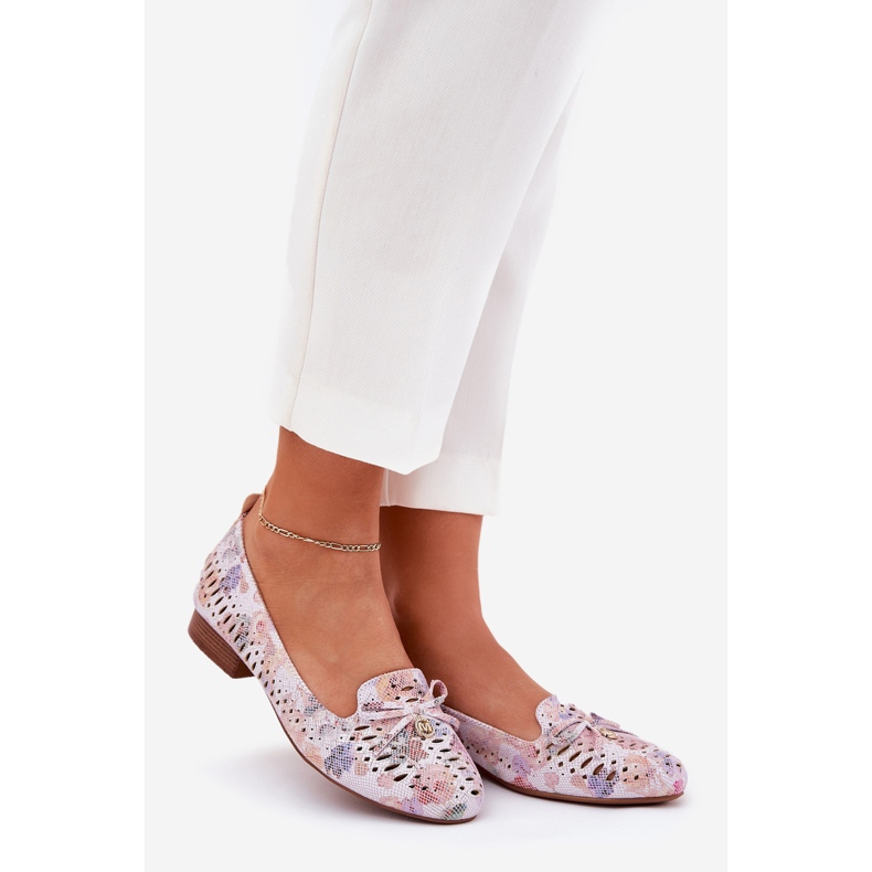 Jezzi OpenWork Ballerinas med en Eco Flower Bow i Suede Amepitrea Multicolor rosa 1