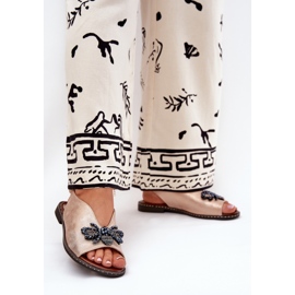 Jezzi Glänsande kvinnasandaler med dekoration plattrosa guld 2