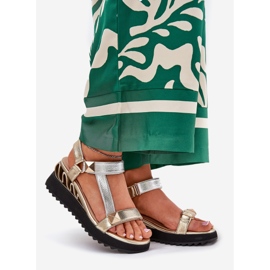 S.Barski Sandaler för kvinnor läder CR51-135 guld och silver gyllene 1