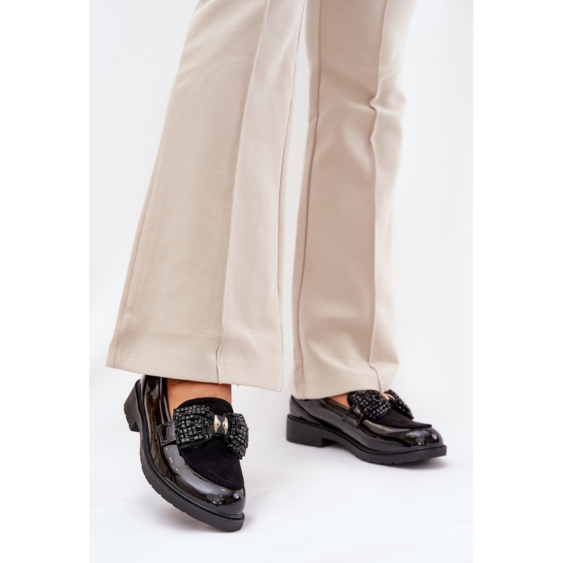 Målade kvinnmockasiner med en båge S.Barski HY51-319 svart 2