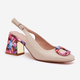 S.Barski Kvinnors lädersandaler på CR51-002 beige 3
