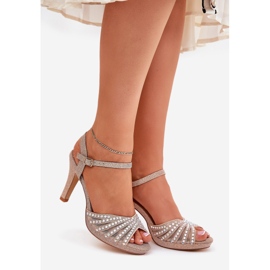 S. BARSKI Sandaler på en stift med dekoration och glitter MR1038-33 Champagne rosa 1