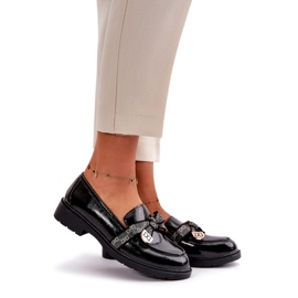 S.Barski Målade kvinnors loafers med Bows S. Barski HY42-331A svart 1