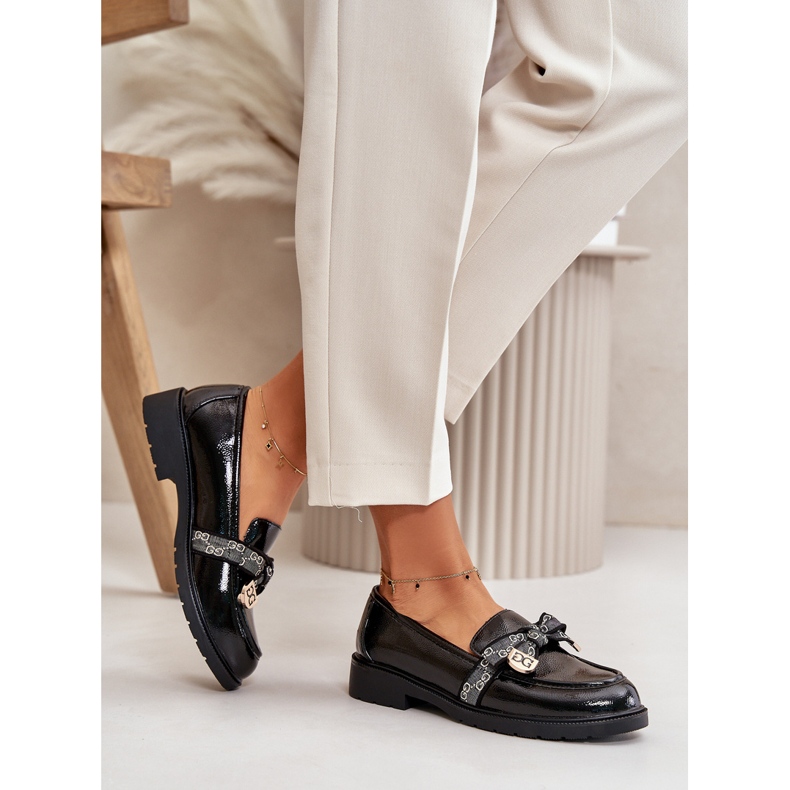 S.Barski Målade kvinnors loafers med Bows S. Barski HY42-331A svart 4